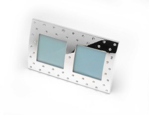 Baby Gift Silver Plated Double Photo Frame 3X3′