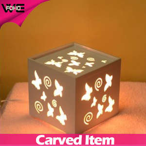 DIY Carved Square Table LED Display Plastic-Wooden Lamp